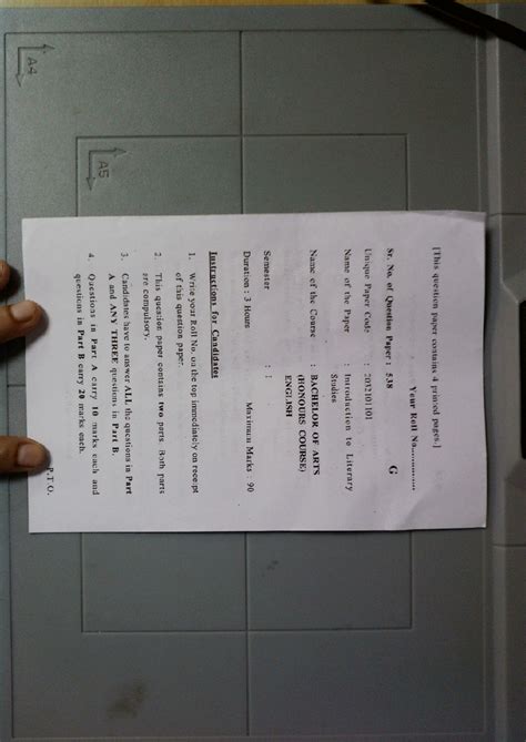 Introduction to Literary Studies - BA English Sem I Question Paper ...