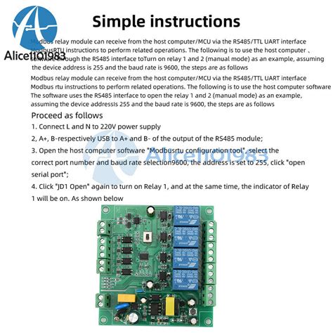 AC 220V RTU 4 Channel Relay Module Isolation Sensor Control RS485/TTL