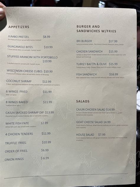Menu at Boyne River Inn pub & bar, Boyne City