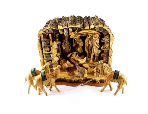 Olive Wood Nativity Grotto Set #NA110 - Holy Land Olive Wood ...