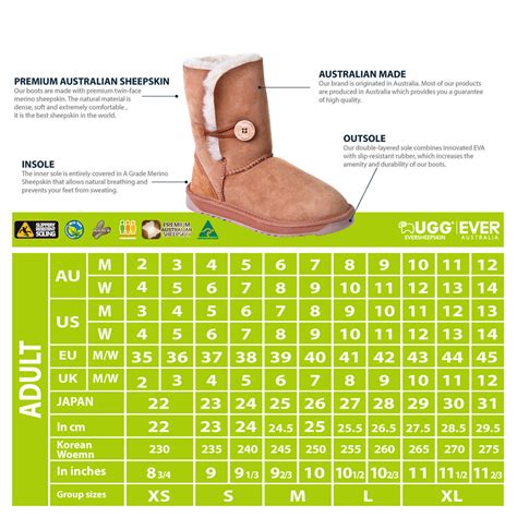 uggs size chart conversion