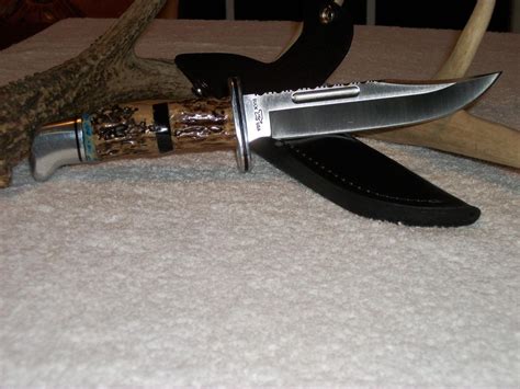 CUSTOM BUCK 119 KNIFE WHITETAIL STAG DEER ANTLER FILEWORK 75th Anniv ...