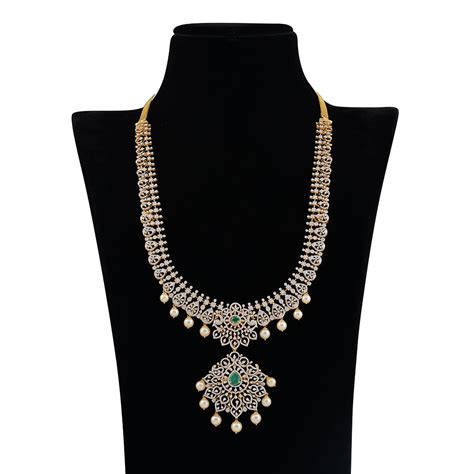 Diamond Hanging Pearl Long Haram – Krishna Jewellers