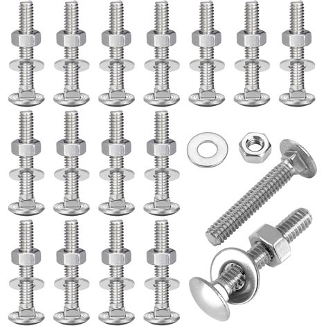 Retainbre 25 Sets Carriage Bolts and Nuts Kit 1/4-20 x 1-1/2" Stainless ...