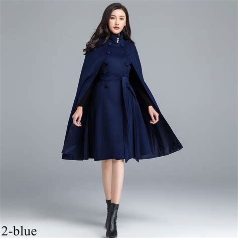 Winter Wool Cape Coat Women Long Wool Cape With Stand Collar - Etsy UK