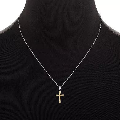 PRIMROSE Two Tone Sterling Silver 18k Gold Plated Hammered Cross ...