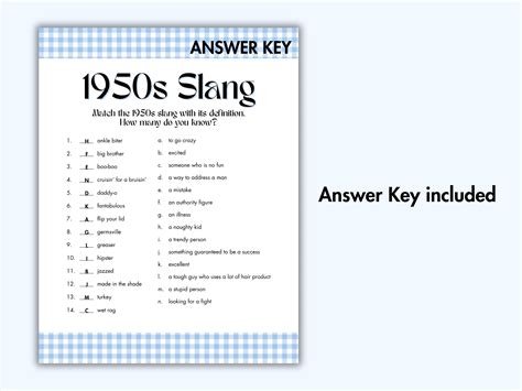 1950s Slang Trivia Game | Family Friendly Activity (digital Download ...
