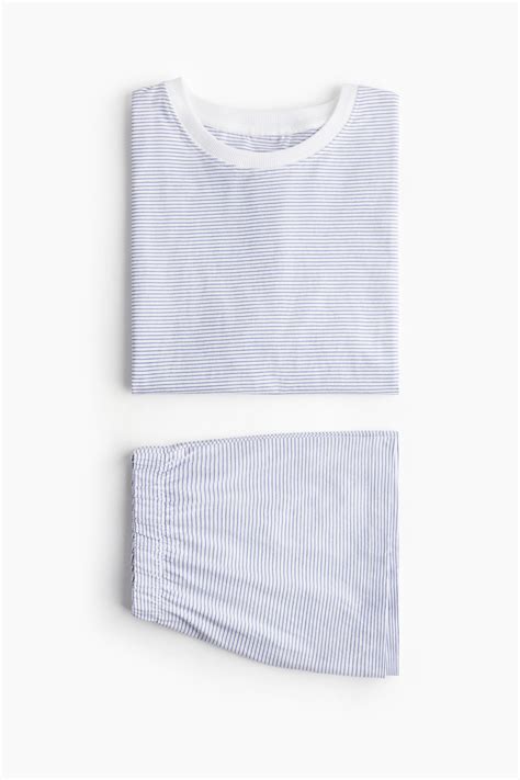 Printed pyjamas - White/Blue striped - Ladies | H&M IE