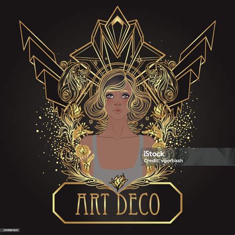 Retro Fashion Glamour Girl Of Twenties African American Woman Vector ...