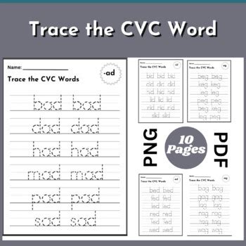 Trace the CVC Word Worksheets. Preschool Phonics Activity. by TeachMart