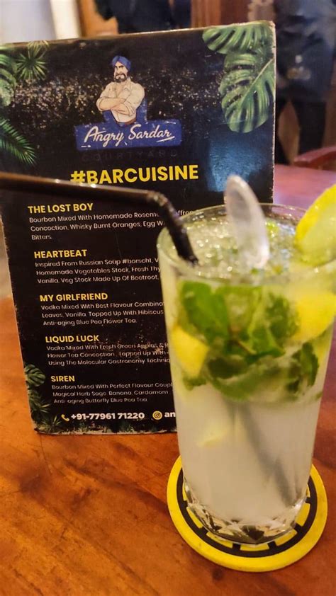 Menu at Angry Sardar Courtyard, Anjuna