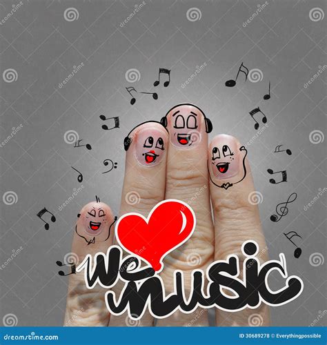 The Happy Finger Family Holding we Love Music Stock Photo - Image of ...
