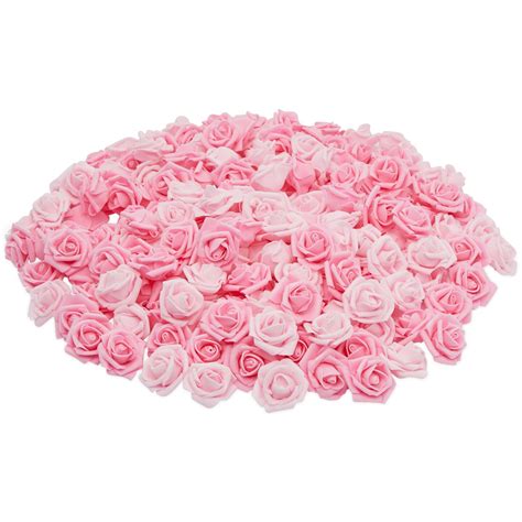 Artificial Roses in 2 Pink Colors, 2-Inch Faux Flower Heads for Crafts ...