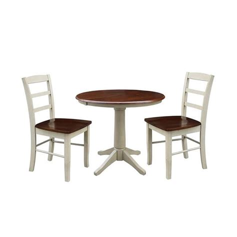36 x 6 in. Round Extension Dining Table with 2 Madrid Chairs - 3 Piece ...