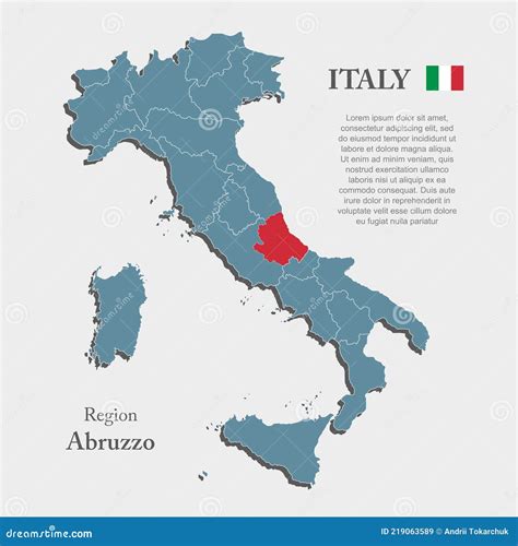Vector Divided Map Country Italy, Region Abruzzo Stock Vector ...