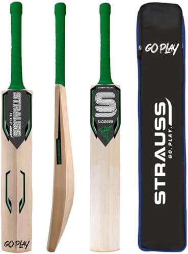 Strauss Slogger Cricket Bat | Kashmir Willow | Cricket Bat with Grip ...