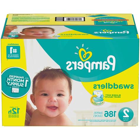 Pampers Swaddlers Disposable Diapers Size 2, 186 Count