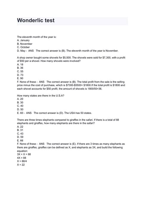 Image result for Wonderlic Test Questions