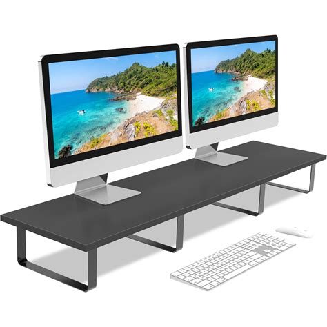 Ursetup Dual Monitor Stand Riser Wood And Steel Desk Shelf | Desertcart ...