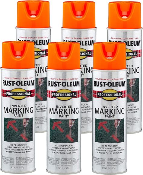 Rust-Oleum 2554838-6PK Professional Inverted Marking Spray Paint, 15 oz ...