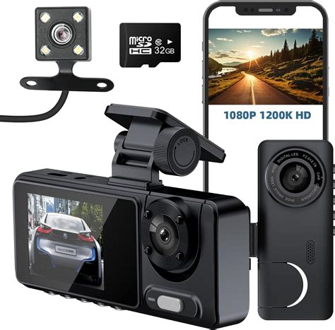 Amazon.com: 3 Channel Dash Cam Front Rear Inside, 4 inch Screen Dash ...