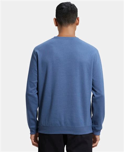 Buy Super Combed Cotton Rich Pique Sweatshirt with Ribbed Cuffs ...