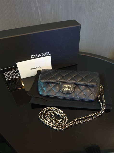 NEW CHANEL CLASSIC SUNGLASSES CASE WITH CHAIN BLACK CAVIAR GHW | LINE ...