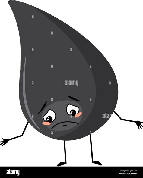 Cute fuel or gasoline drop character with sad emotions, depressed face ...