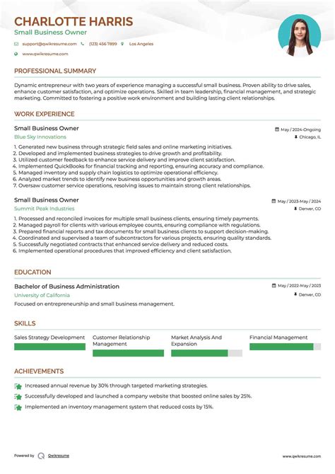 Business Owner Profile Sample 的图像结果