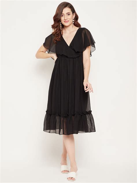 Black Georgette Fit & Flare Dress – BITTERLIME