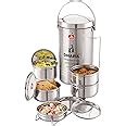 Buy Dhara Stainless Steel Mazaana Big 5 Tier Insulated Tiffin Lunch Box ...
