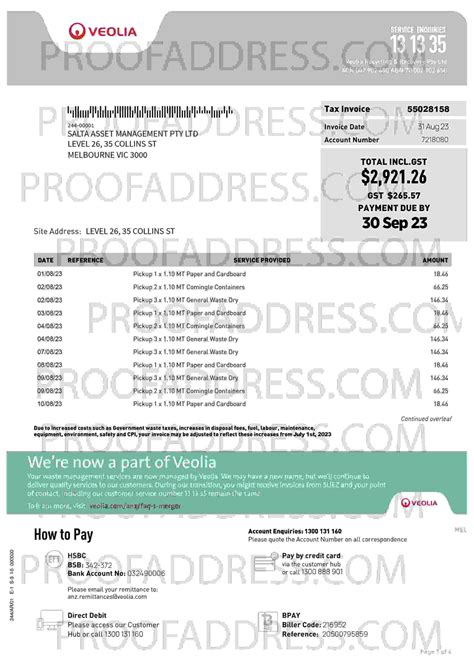 Order Editing utility bill Veolia bill Instant Delivery Custom info