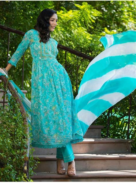 Buy Naira Cut Aaliya Cut Cotton Printed Kurti With Embroidery Work and ...