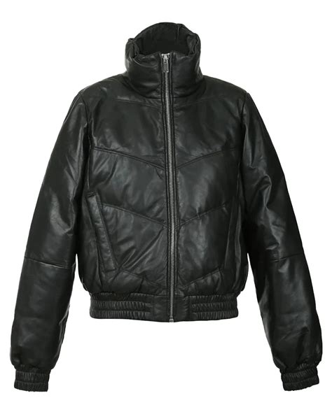 Rosie Leather Puffer Bomber Jacket - Real Leather Garments