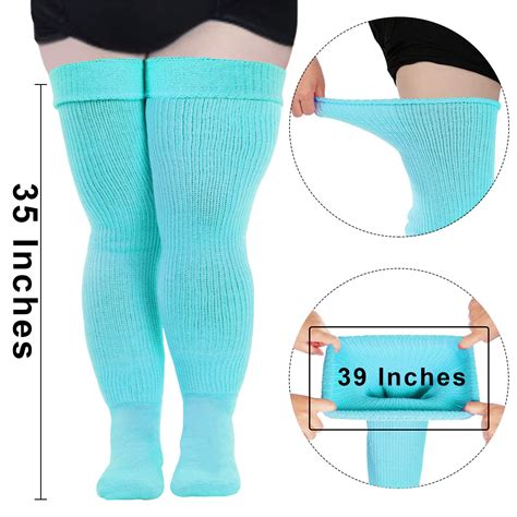 Womens Plus Size Thigh High Socks-Pastel Blue丨Moon Wood