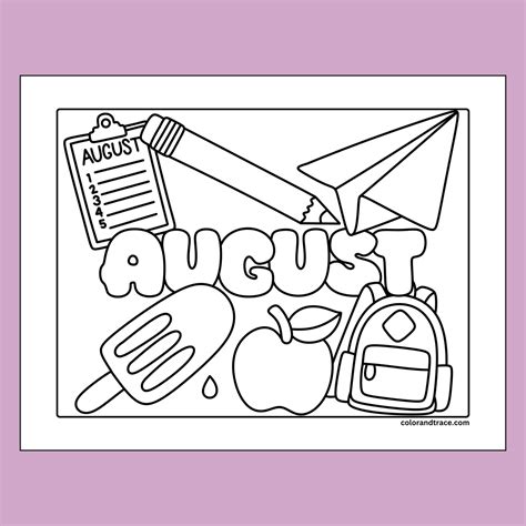 Free August Coloring Page: Printable for Kids - Color and Trace
