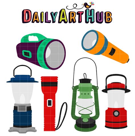 Flashlights and Lamps Clip Art Set – Daily Art Hub // Graphics ...