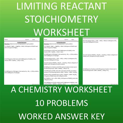Limiting Reactant Stoichiometry: A Chemistry Worksheet | Made By ...