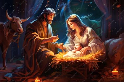 Premium Photo | Christmas nativity scene of born child baby Jesus ...