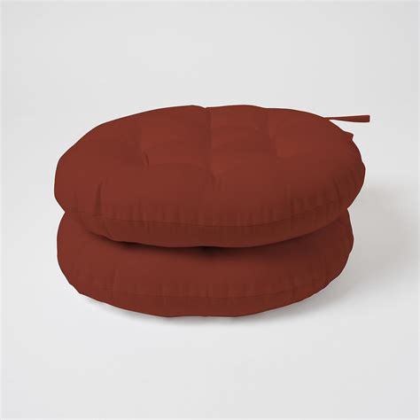 SKANDA FAB Cotton Reversible Round Chair Pad Cushion - Terracotta Brown ...