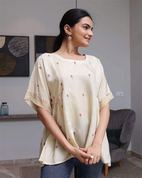 Gulab - Shell White Batwing Top – Sukruti Design