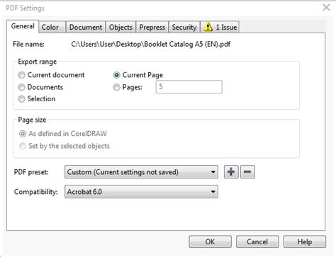 Image result for CorelDRAW PDF Export Settings