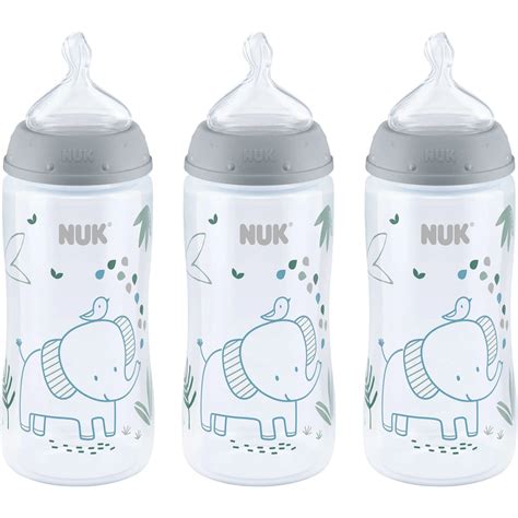 NUK Smooth Flow Bottle 10oz 3 Pack - Woodland Grey Elephant for Anti ...