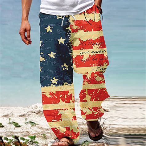 Dyfzdhu Independence Day Mens Wide Leg Pants American Flag Patriotic ...