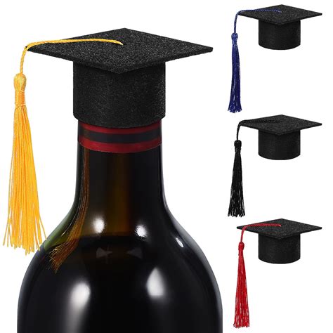 jojofuny 4Pcs Mini Graduation Caps Felt Cap Shape Bottle Toppers for ...
