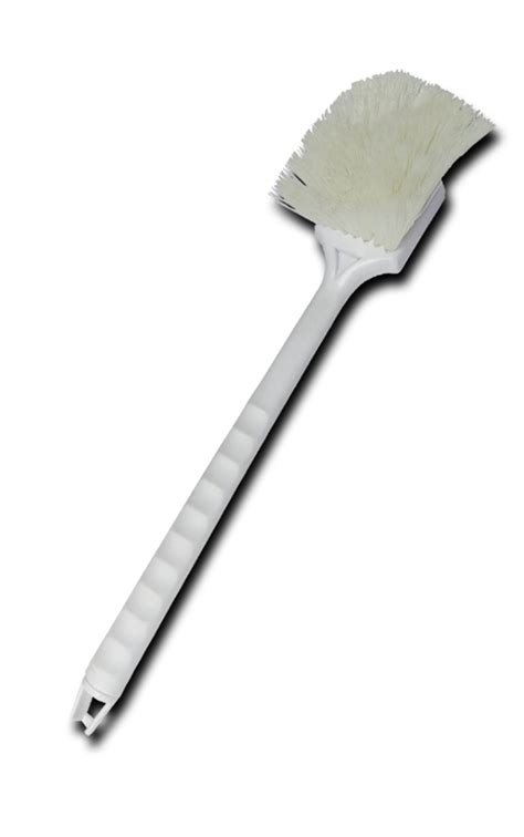 White Nylon Long Handle Scrub Brush 19"