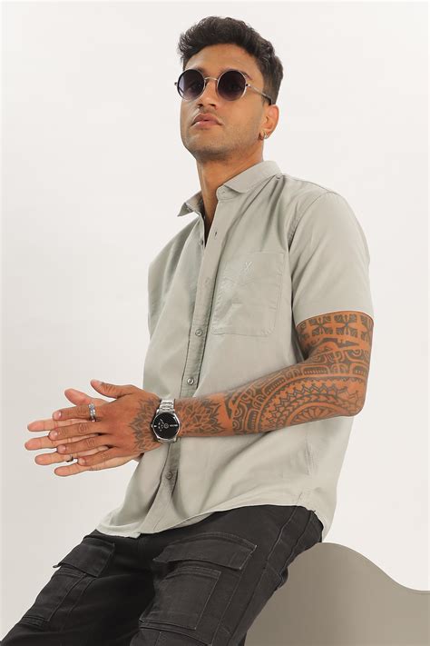 Light Gray Half Sleeve Regular Fit Shirt – Ilyzly