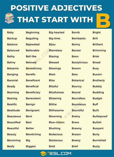 134 Positive Adjectives that Start with B | B Words to Describe Someone ...