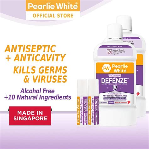 [Anti-Viral Bundle] 2x Pearlie White Defenze Antiseptic Mouth Rinse/ Mouth Wash 750ml + 2x ...