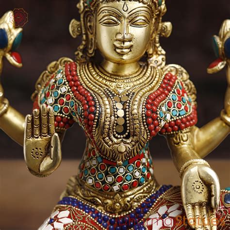 Buy Brass Lakshmi Idol- Goddess of Fortune | Sitting on Lotus Pedestal ...